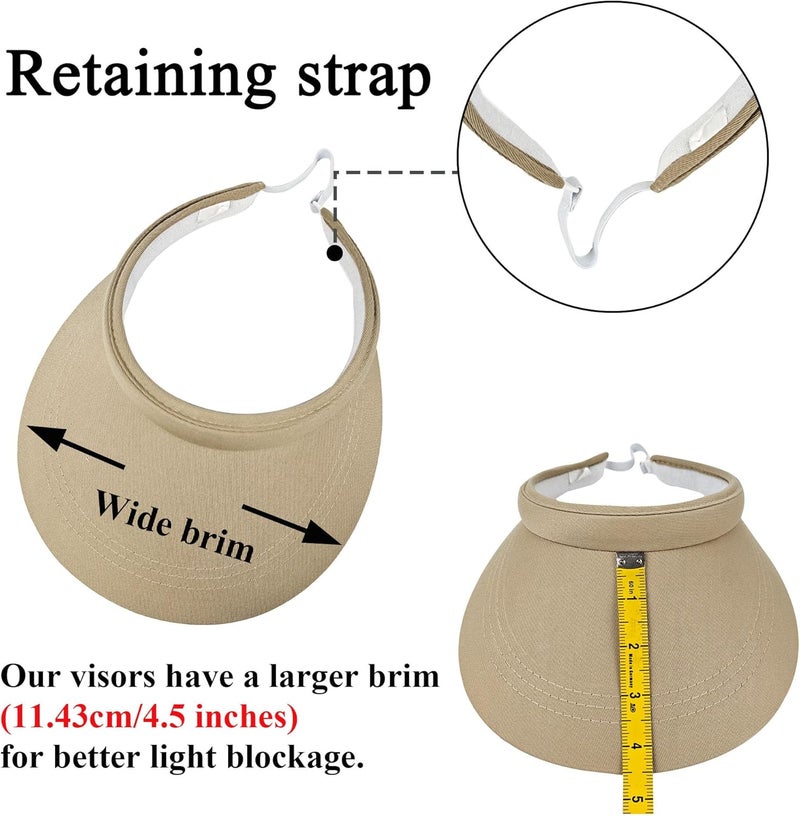 Beevarn Store 2 Pack Sun Visors Women Wide Brim Clip on Summer Hats Adjustable UV Protection - Image 5